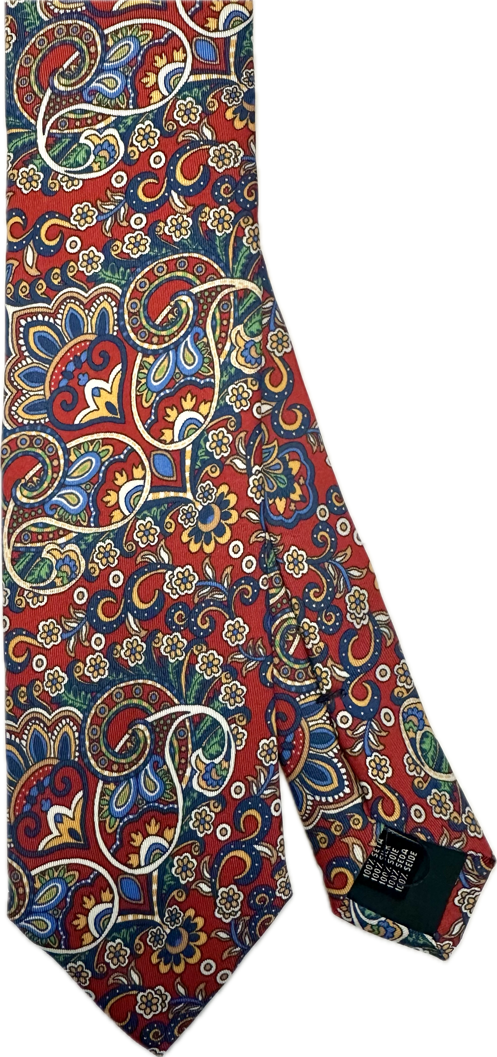 Cravatta seta fantasia flower paisley rossa Monsieur