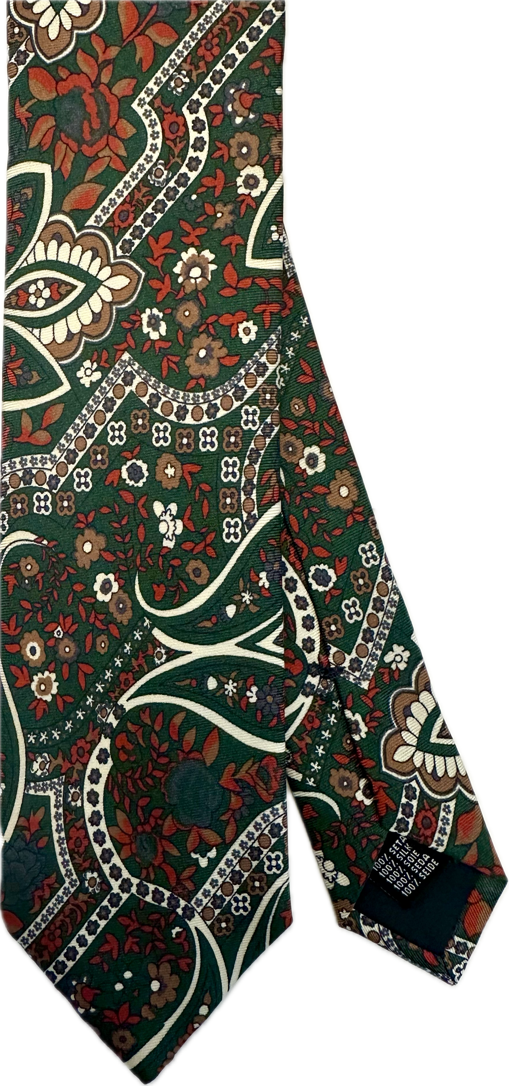 Cravatta seta fantasia flower paisley verde Monsieur