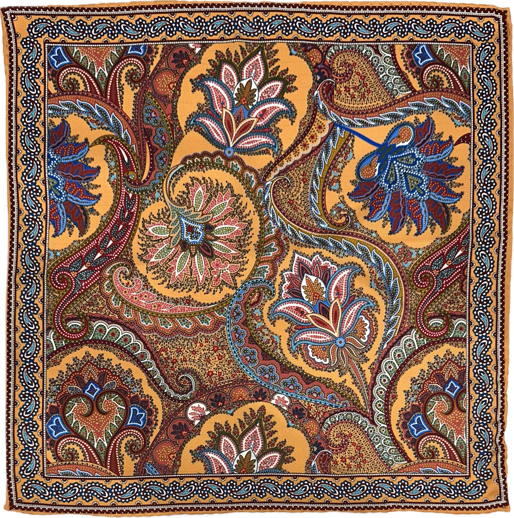 Pocket square seta fantasia paisley arancione blu rossa celeste Monsieur