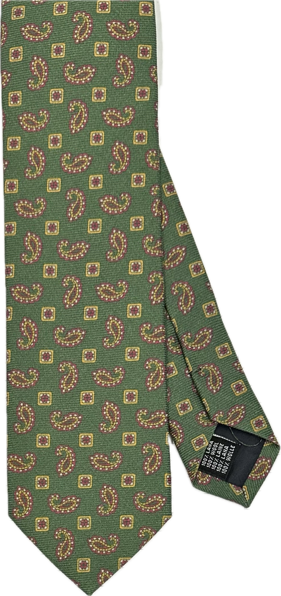 Cravatta lana fantasia micro paisley verde Monsieur