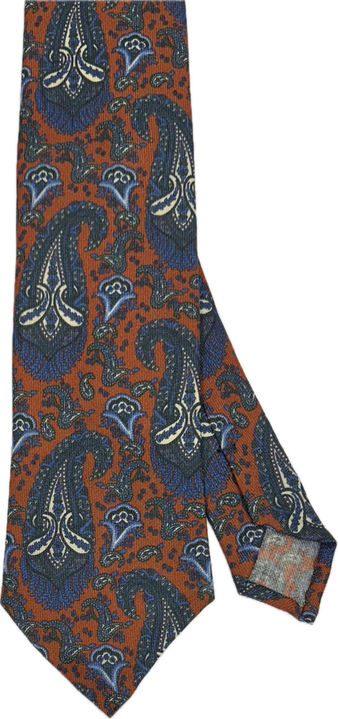 Cravatta lana fantasia big paisley arancione Monsieur