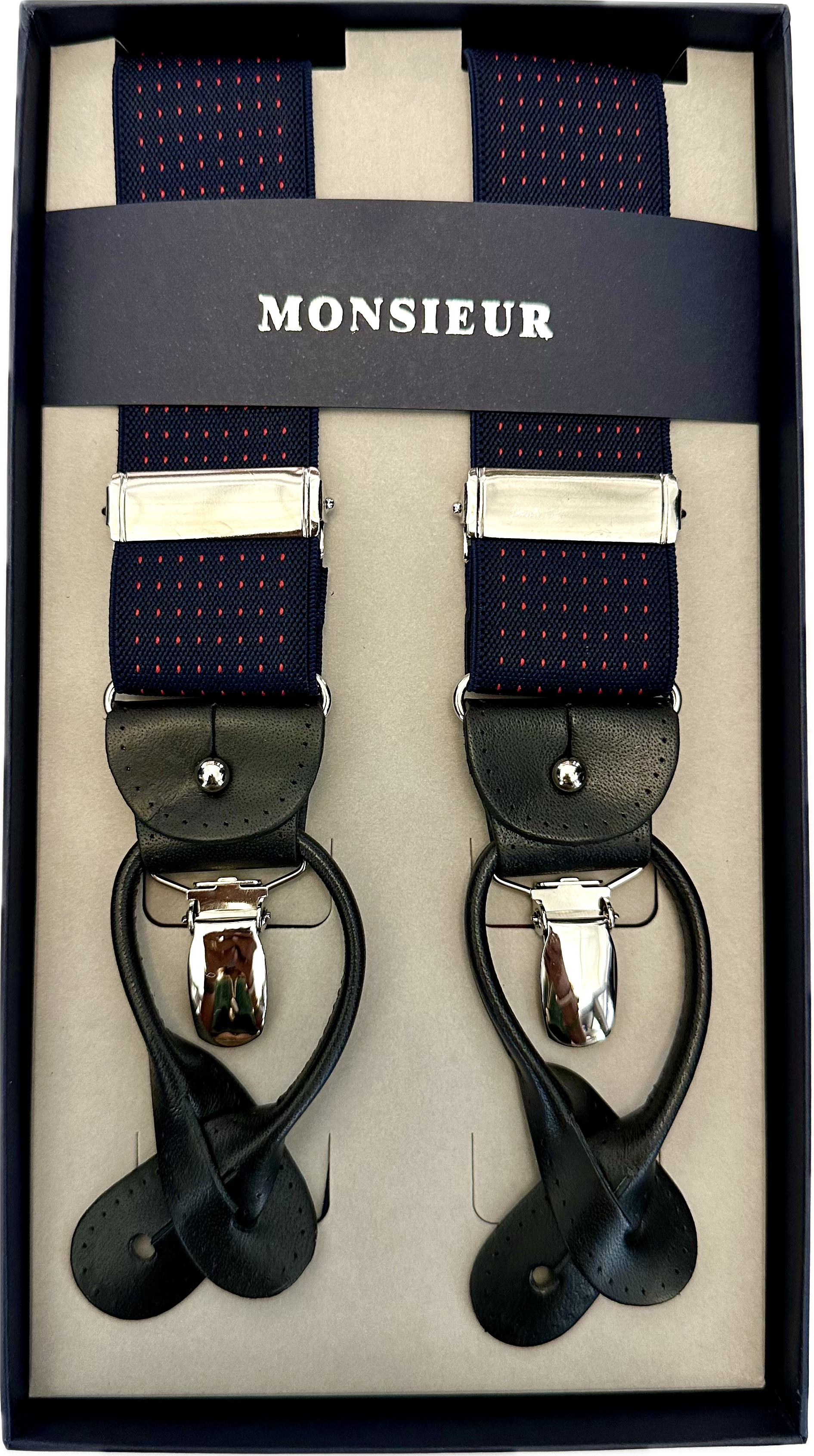 Bretelle navy micro pois rossi Monsieur