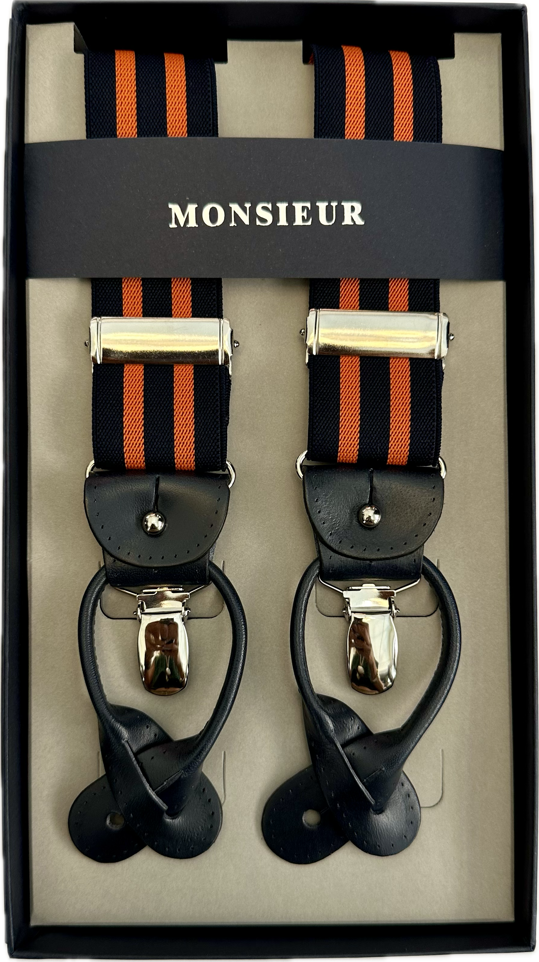 Bretelle regimental arancione navy Monsieur