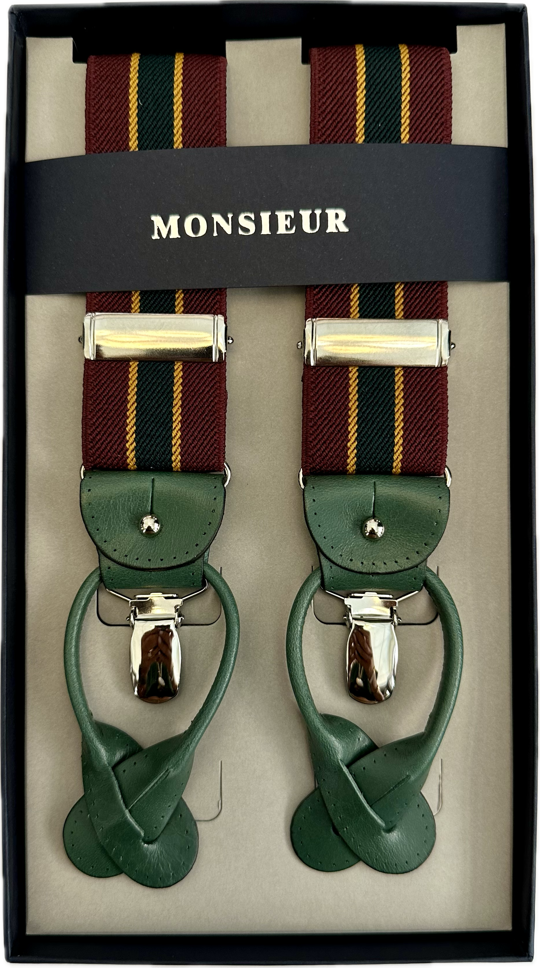 Bretelle regimental bordeaux giallo verde Monsieur