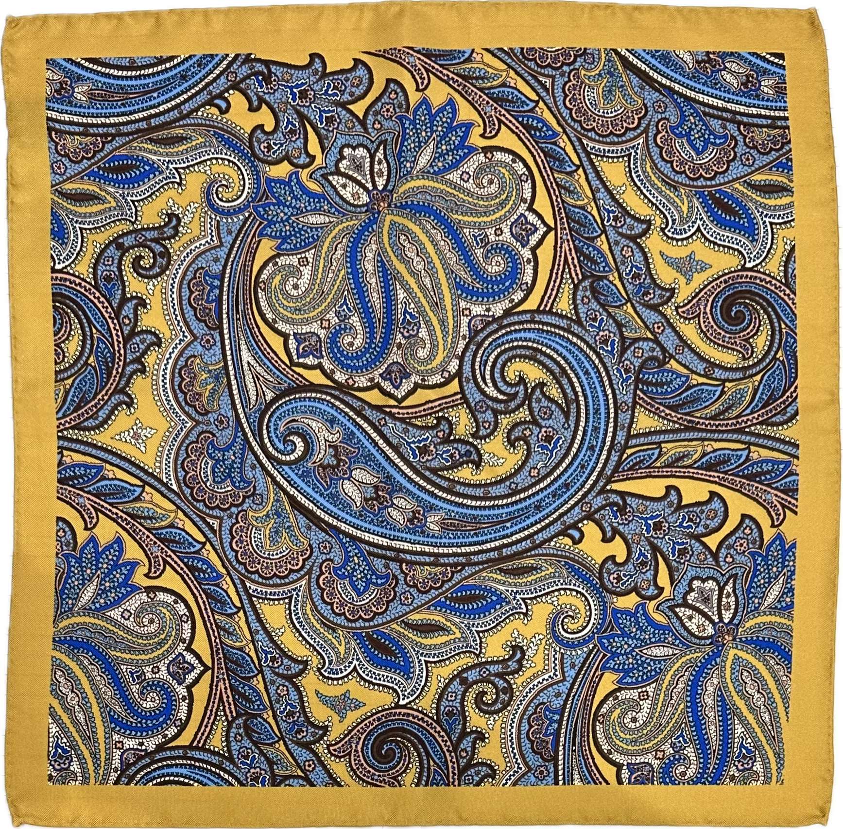 Pocket square seta fantasia paisley gialla light blue moro Monsieur